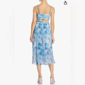 AIDAN AIDAN MATTOX Womens Blue Zippered Pleated Metallic Cut Out Printed Size 2